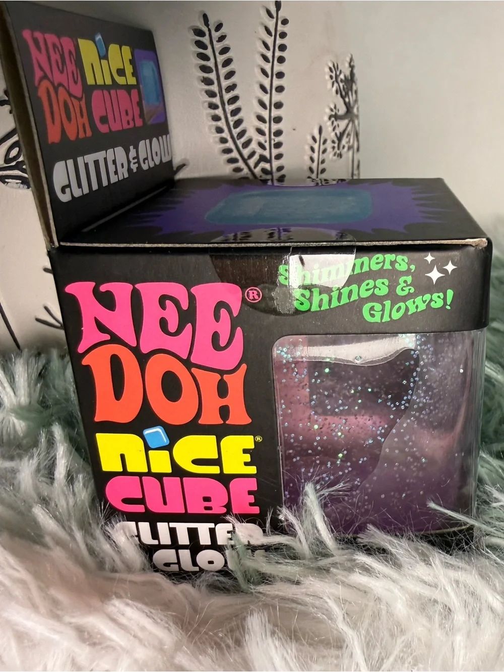 NeeDoh Nice Cube Glitter & Glow NEE DOH - Purple Glitter